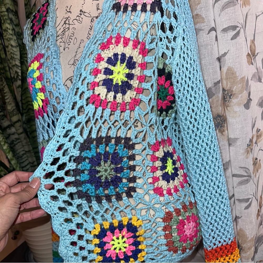Bohemian Rainbow Crochet Cardigan - Picture 3 of 5